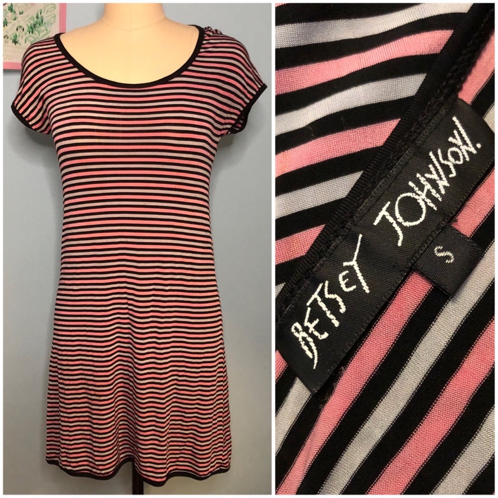 Small Betsey Johnson Vintage 90s Stretchy Stripe Dress *Plz Read*